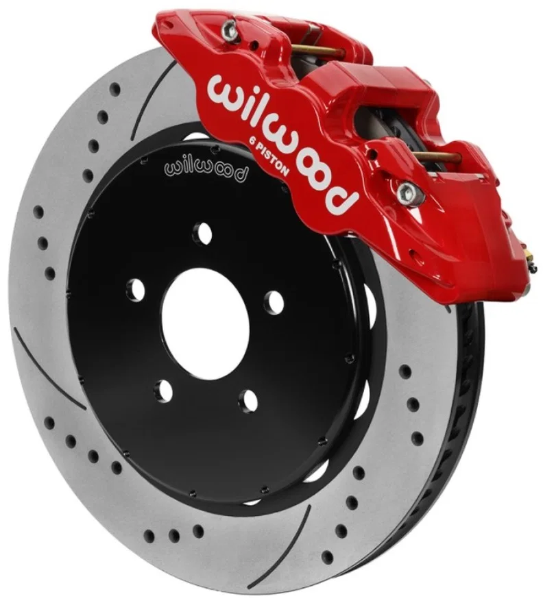 Wilwood 140-16403-DR, AERO6 Front Brake Kit 14.00 Drilled & Slotted 94-04 Ford Mustang Cobra Red w/Lines