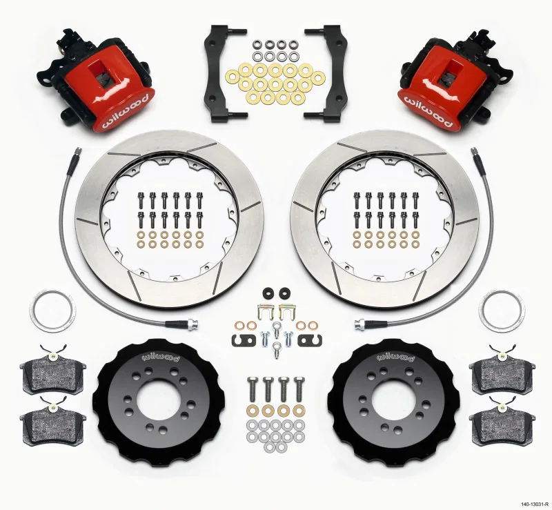 Wilwood 140-13031-R, Combination Parking Brake Rear Kit 12.88in Red 2013-Up Ford Focus ST w/ Lines