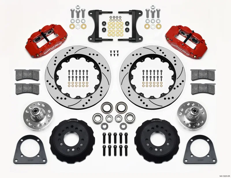 Wilwood 140-13225-DR, Narrow Superlite 6R Front Hub Kit 14.00in Drill Red TCI-IFS 71-78 (Pinto Based)