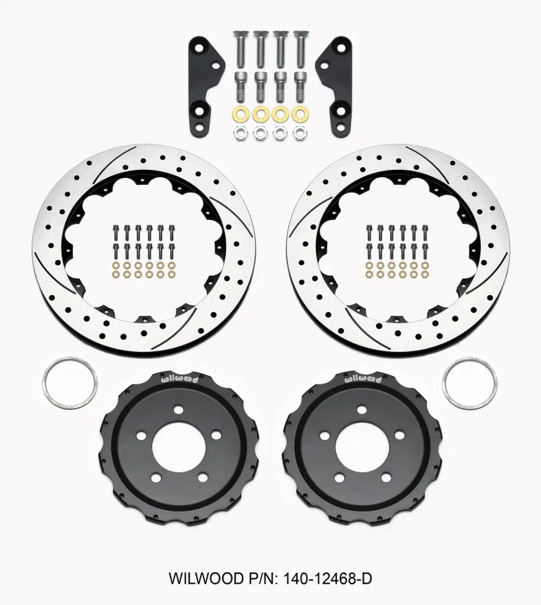 Wilwood 140-12468-D, Pro-Matrix Rear Kit Drilled 05-12 Mustang GT (2pc Hat/Rtr)
