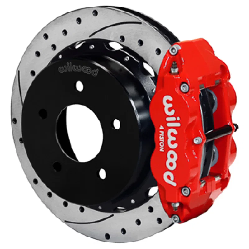 Wilwood 140-17543-DR, 88-98 Chevy Silverado Superlite 4R 14.00x1.10in Drill/Slot Rear Drum to Disc Conv. - Red
