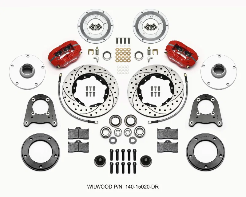 Wilwood 140-15020-DR, Forged Dynalite-M Front Kit 10.75in Drilled Red 1950-1955 MG-TD/TF
