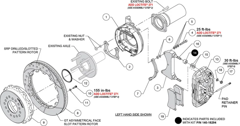 Wilwood 140-18293-R, New Big Ford XRS4R Rear Big Brake Kit - 13.00in Drill & Slotted Rotor - 2.50in Offset - Red