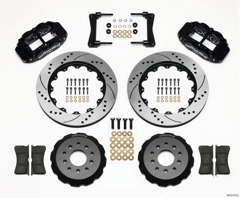 Wilwood 140-9110-D, Narrow Superlite 6R Front Hat Kit 14.00in Drilled 2005-2014 Mustang