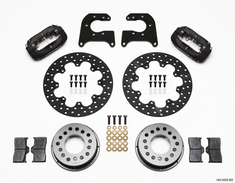 Wilwood 140-5255-BD, Forged Dynalite Rear Drag Kit Drilled Rotor Mopar/Dana 2.36in Off w/Snap Ring Bearing