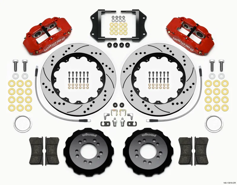 Wilwood 140-13019-DR, Narrow Superlite 6R Front Hat Kit 14.00in Drill Red 2013-Up Ford Focus ST w/ Lines