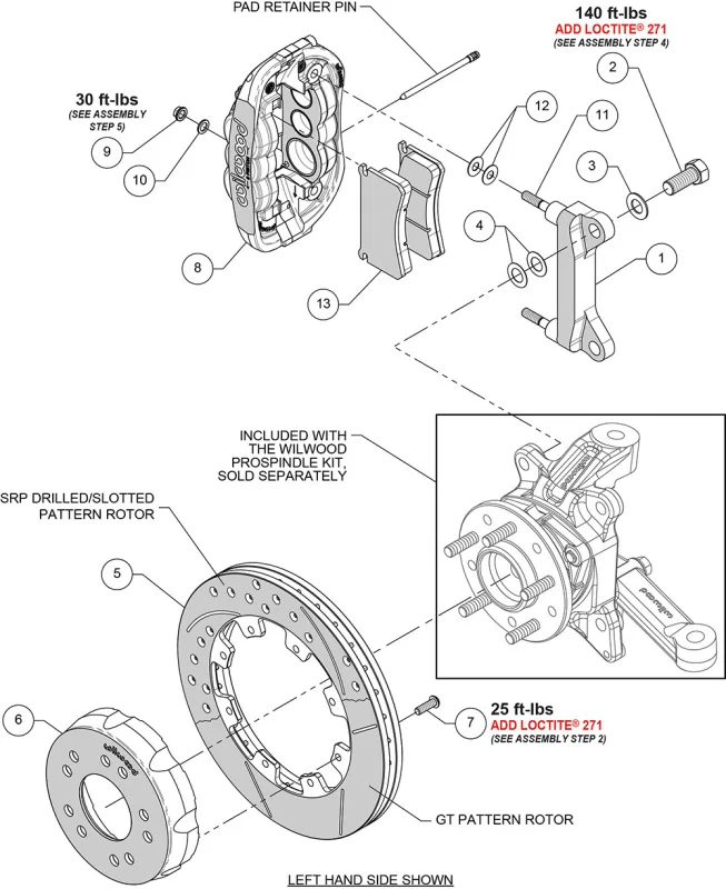 Wilwood 140-18300, Chevy C10 XRS6R Front Big Brake Kit - 12.19in Slotted Rotor - Alum. Pro Spindle - Black
