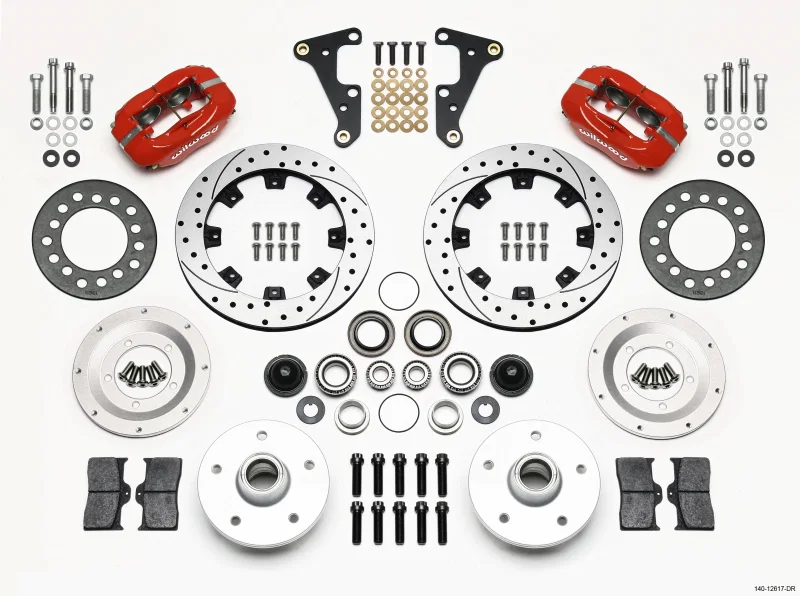 Wilwood 140-12617-DR, Forged Dynalite Front Kit 11.75in Drilled Red 40-52 Oldsmobile