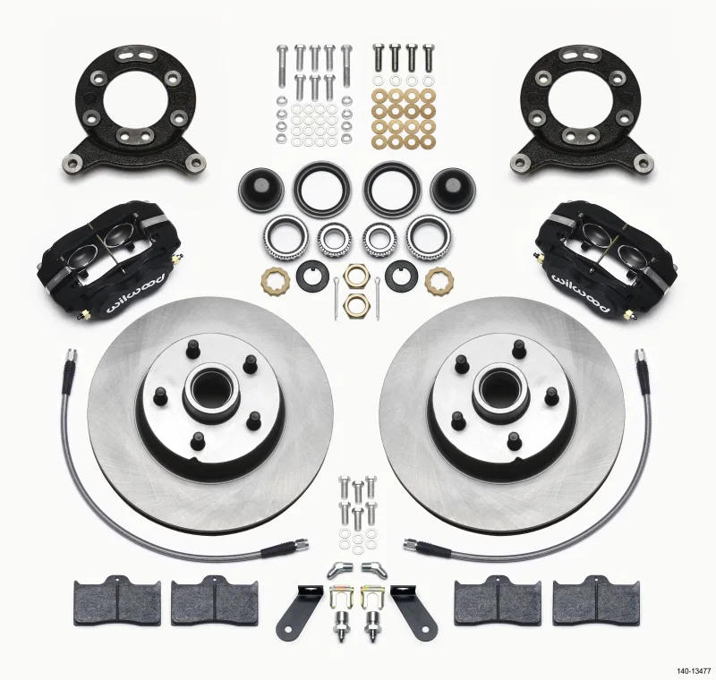 Wilwood 140-13477, Forged Dynalite-M Front Kit 11.30in 1 PC Rotor&Hub 1970-1973 Mustang Disc & Drum Spindle