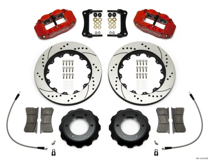 Wilwood 140-14578-DR, Narrow Superlite Red 6R Front Kit 14in Drilled Rotor w/ Lines 05-15 Toyota Tacoma