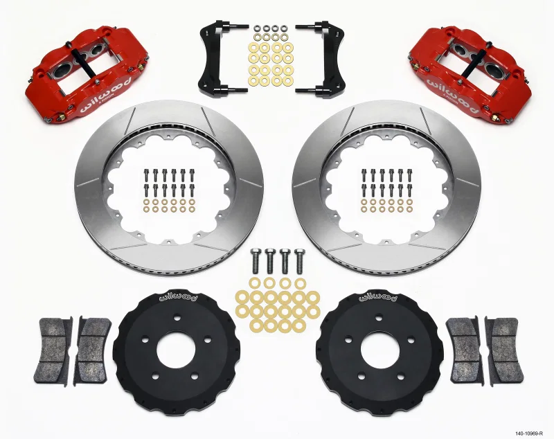 Wilwood 140-10969-R, Narrow Superlite 6R Front Hat Kit 14.00in Red Backdraft Cobra (BMW E36 Based)