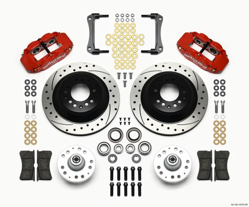 Wilwood 140-12278-DR, Narrow Superlite 6R Front Hub & 1PC Rtr Kit 12.88in Drilled -Red 70-78 Camaro
