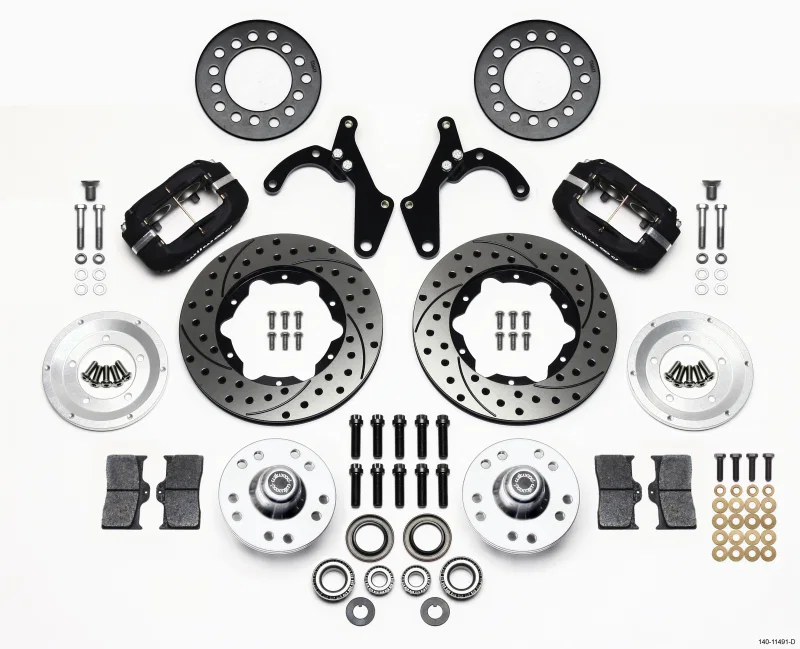 Wilwood 140-11491-D, Forged Dynalite Front Kit 11.00in Drilled 55-57 Chevy
