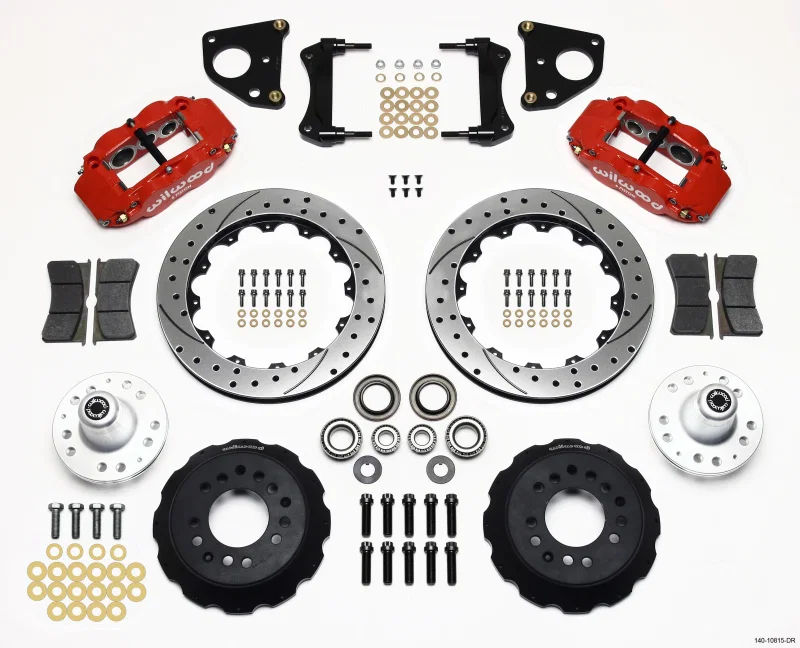 Wilwood 140-10815-DR, Narrow Superlite 6R Front Hub Kit 12.88in Drilled Red 62-72 CDP B & E Body-Drum