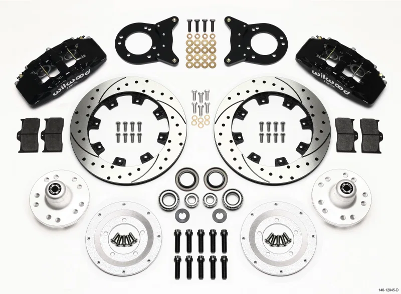 Wilwood 140-12945-D, Dynapro 6 Front Hub Kit 12.19in Drilled 1970-1973 Mustang Disc & Drum Spindle