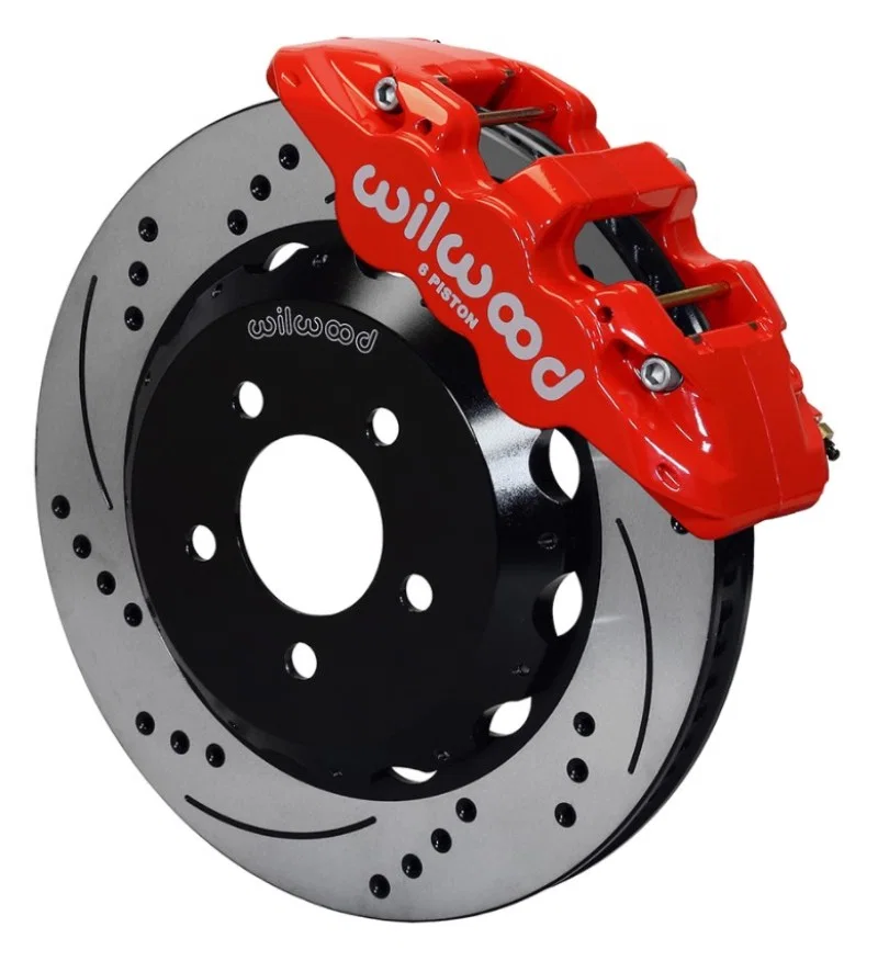 Wilwood 140-14289-DR, AERO6 Front Hat Kit 15.00 Drilled Red 2016-Up Camaro w/Lines