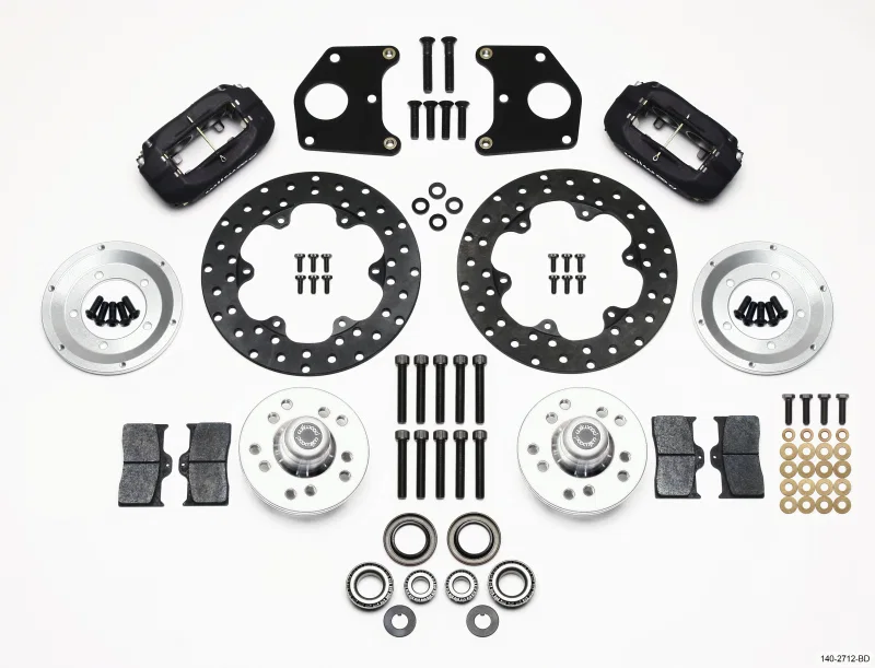 Wilwood 140-2712-BD, Forged Dynalite Front Drag Kit Drilled Rotor CPD 62-72 B 62-72 E w/9in Drum