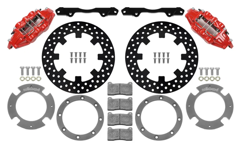 Wilwood 140-16628-DR, 17-21 Can-Am X3RS Red 6-Piston Front Kit 11.25in - Drilled Rotors