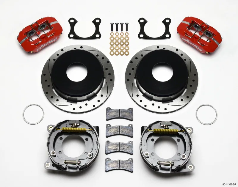 Wilwood 140-11388-DR, Dynapro Low-Profile 11.00in P-Brake Kit Drill-Red Big Ford 2.36in Offset Currie