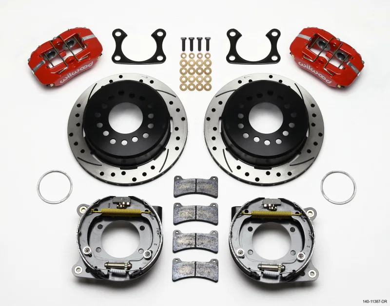 Wilwood 140-11387-DR, Dynapro Low-Profile 11.00in P-Brake Kit Drill-Red Big Ford 2.36in Offset