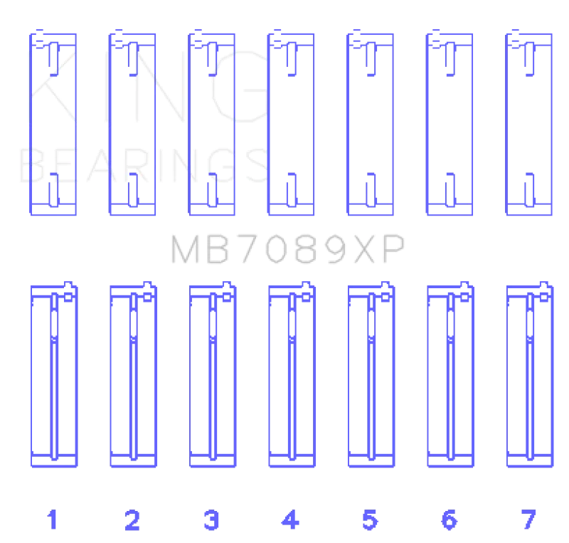 King Engine Bearings MB7089XP.026, Volkswagen VR6 2.8L (Size .026) Crankshaft Main Bearings (Set of 7)