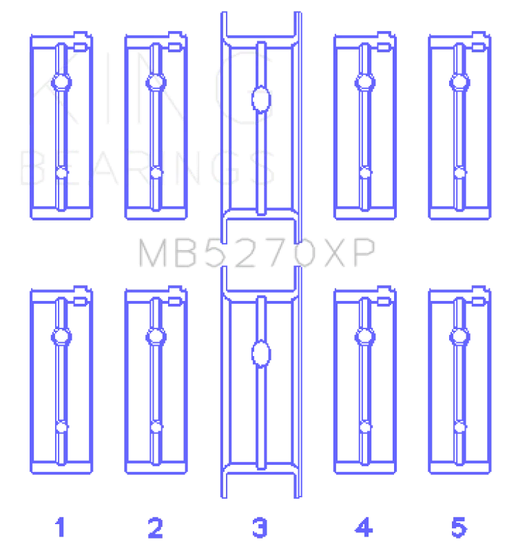 King Engine Bearings MB5270XP.026, 03-05 Dodge Neon SRT4 2.4L (Size .025 Oversized) Performance Main Bearing Set