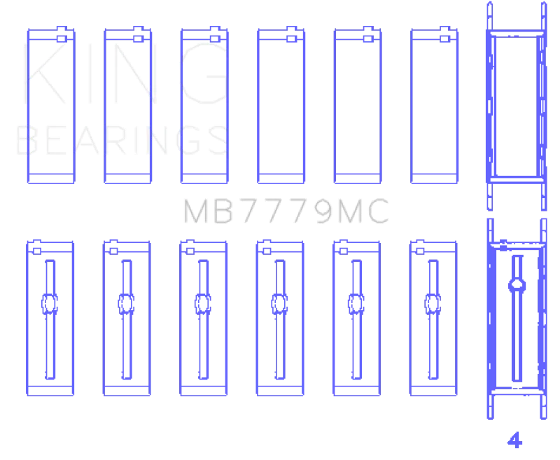 King Engine Bearings MB7779MCSTDX, Toyota Supra B58 Main Bearing Set - Size STDX for BMW