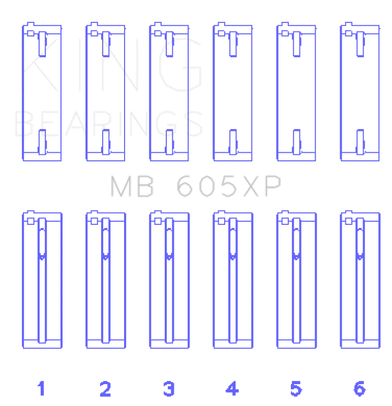 King Engine Bearings MB605XP, 92-94 Audi S4 2.3L/2.5L 5 Cyl Crankshaft Main Bearing Set