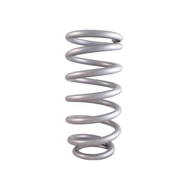 QA1 10HTBF600, 4-1/8in ID Tapered High Travel Spring - 10in Length x 600lbs/in - Silver Powder Coated
