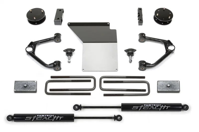 Fabtech FTS21186, 07-18 GM K1500 w/OE Forged UCA 3.5in Budget UCA System w/Rear Stealth Shocks