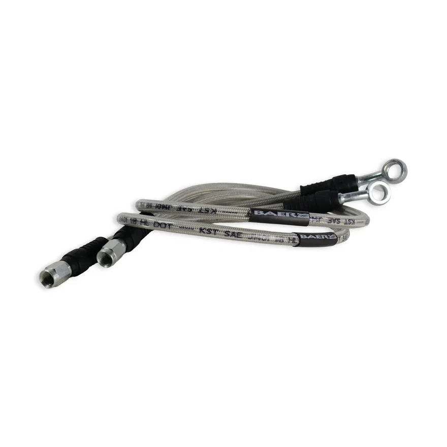 Baer Brake Systems 6800502, 23" Long Braided Hose Set with 3AN Female Straight x 10mm 20° Banjo Ends