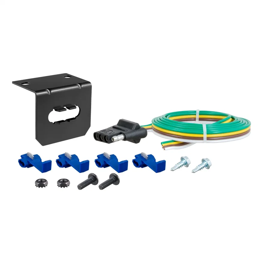 CURT 58345, 4-Way Flat Connector Socket with Hardware (Vehicle Side; Packaged)