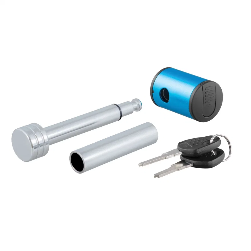 CURT 23506, 1/2in. Hitch Lock with 5/8in. Adapter (1-1/4in. or 2in. Receiver; Right-Angle; C