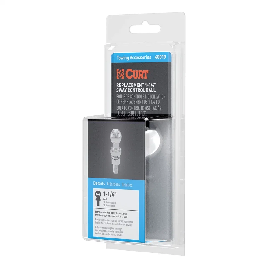 CURT 40010, Replacement 1-1/4in. Sway Control Ball (5/8in. x 1-3/4in. Shank; Packaged)