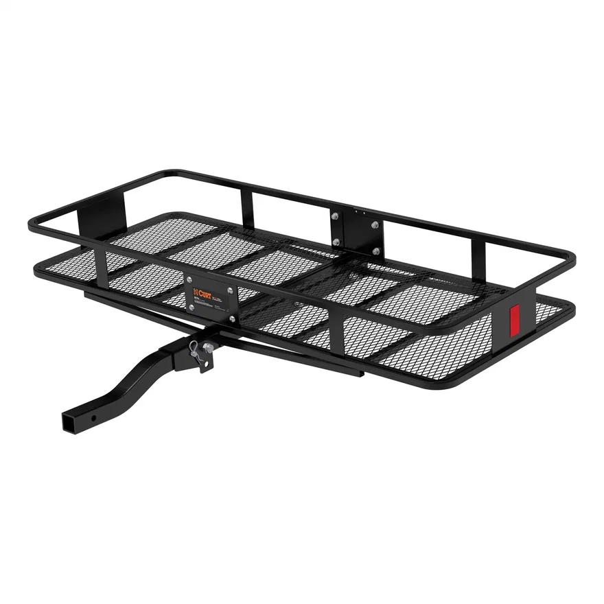 CURT 18153, 60in. x 24in. Black Steel Basket Cargo Carrier (Folding 2in. Shank; 500 lbs.)