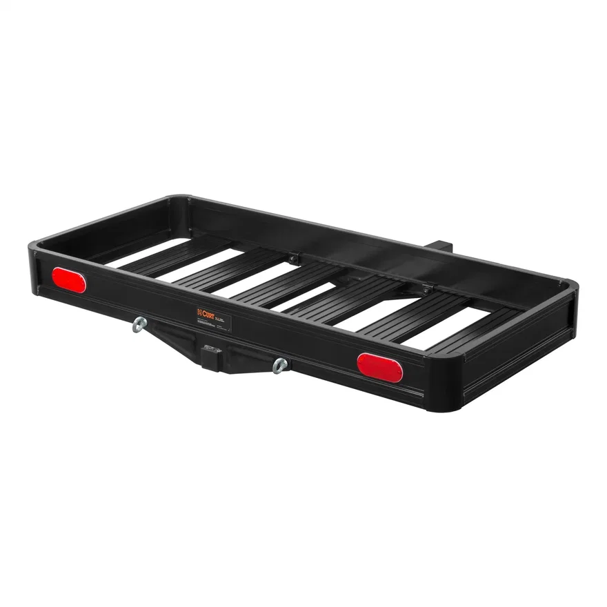 CURT 18113, 49in. x 22in. Black Aluminum Basket Cargo Carrier (Fixed 2in. Shank; 500 lbs.)