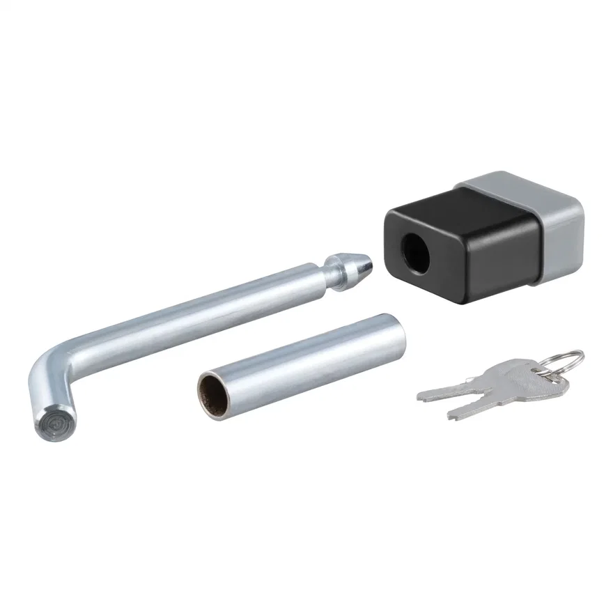 CURT 23024, 1/2in. Hitch Lock with 5/8in. Adapter (1-1/4in. or 2in. Receiver; Deadbolt; Chro