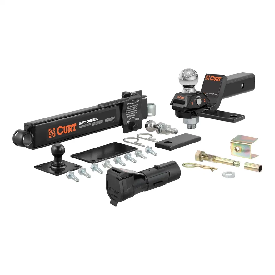 CURT 45190, RV Towing Starter Kit (Cushion Hitch; Sway Control; Echo Brake Controller)