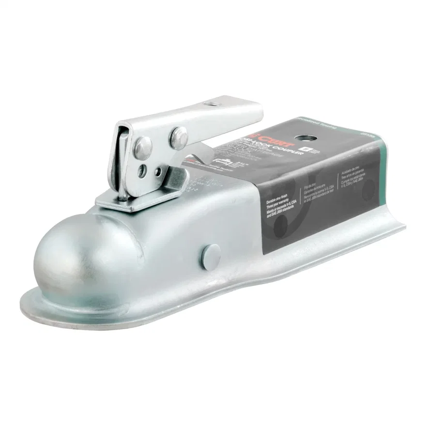 CURT 25135, 2in. Straight-Tongue Coupler with Posi-Lock (2-1/2in. Channel; 3;500 lbs; Zinc)