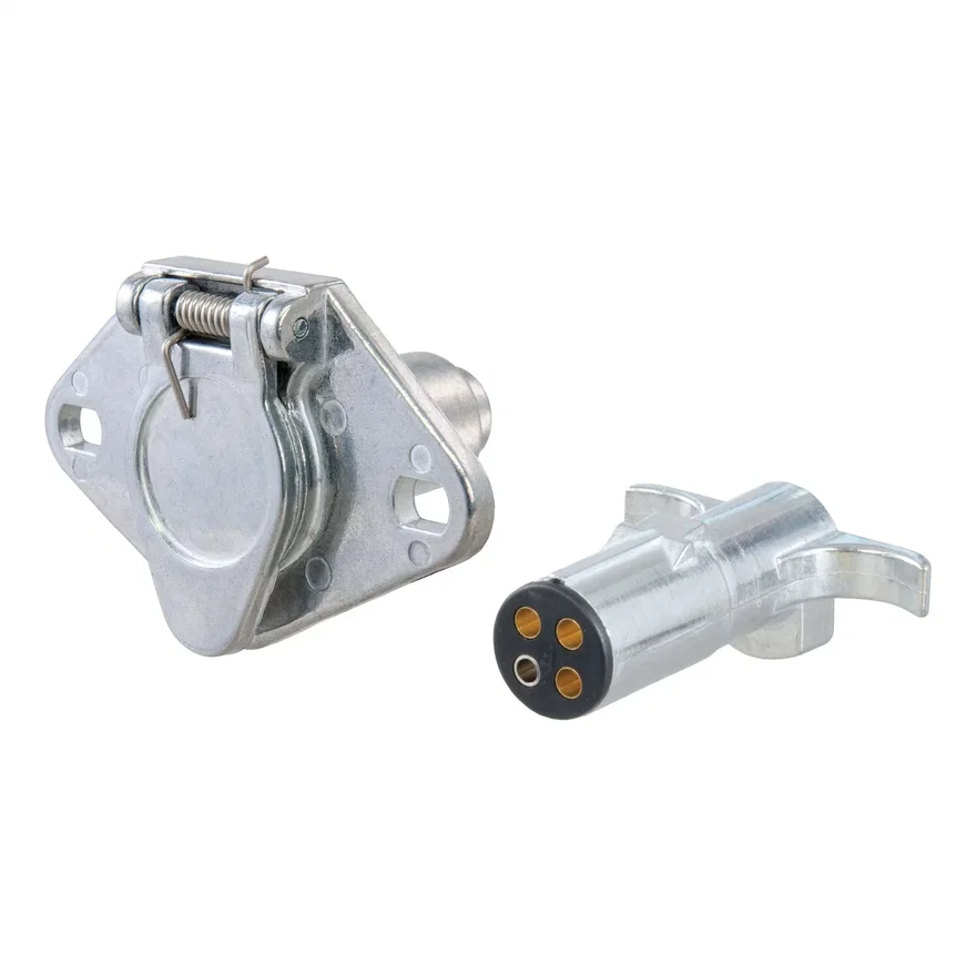 CURT 58671, 4-Way Round Connector Plug/Socket (Packaged)