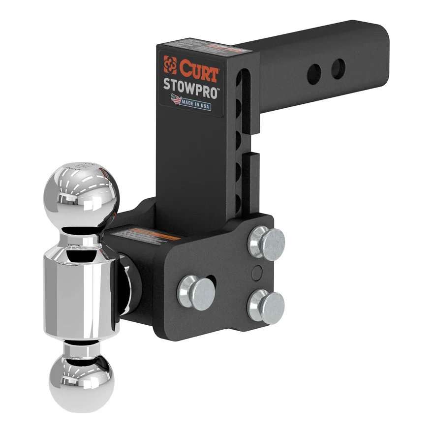 CURT 45961, StowPro Adjustable USA-Made Ball Mount; 5in. Drop; 2in. Shank; Dual Ball