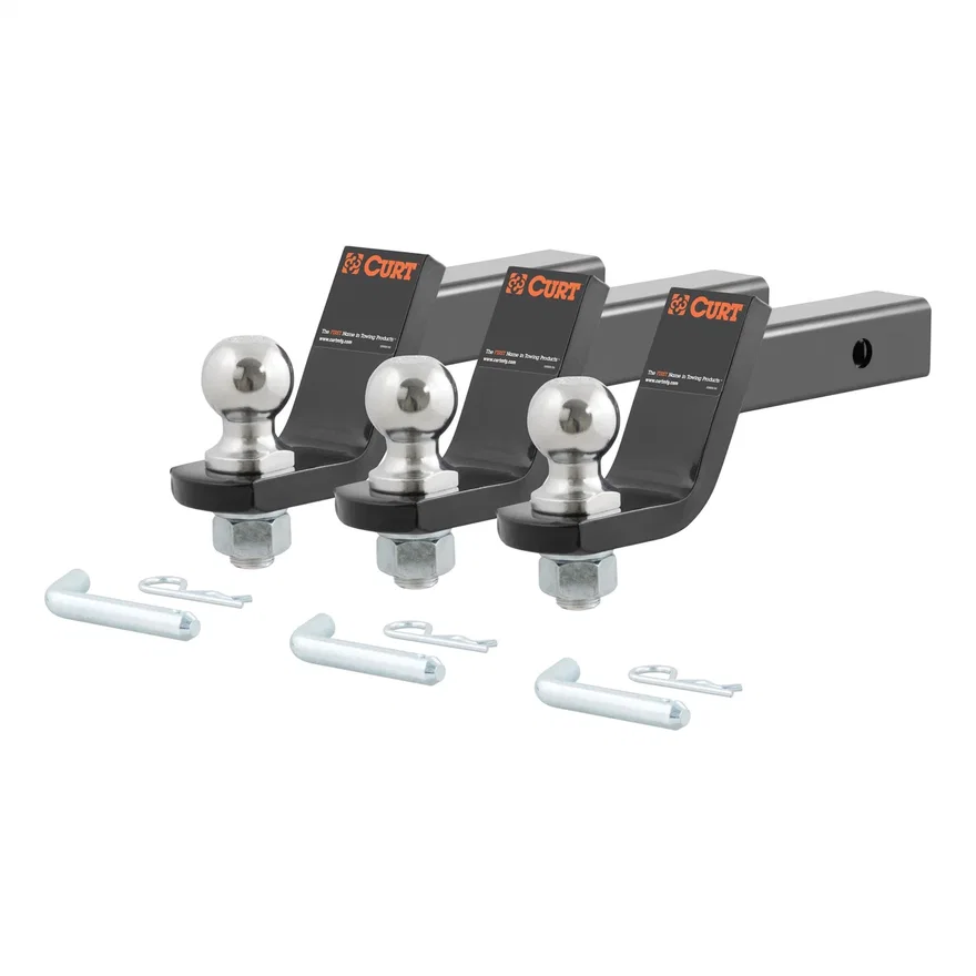 CURT 45057, Loaded Ball Mounts with 2in. Balls (2in. Shank; 7;500 lbs.; 4in. Drop; 3-Pack)