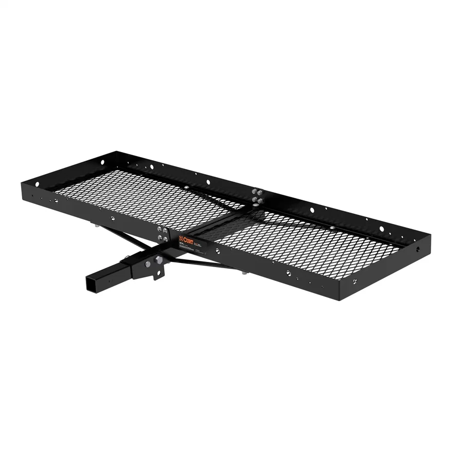CURT 18109, 60in. x 20in. Black Steel Tray Cargo Carrier (Folding 2in. Shank; 500 lbs.)