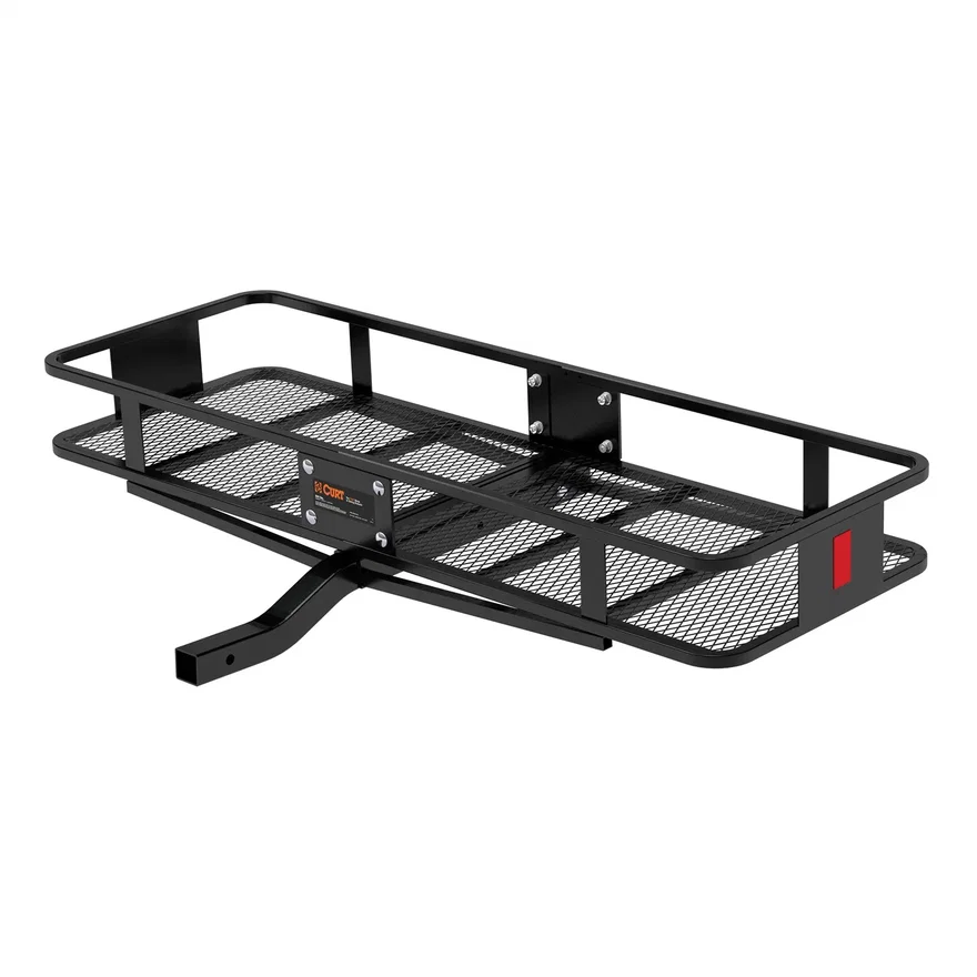 CURT 18150, 60in. x 20in. Black Steel Basket Cargo Carrier (Fixed 2in. Shank; 500 lbs.)