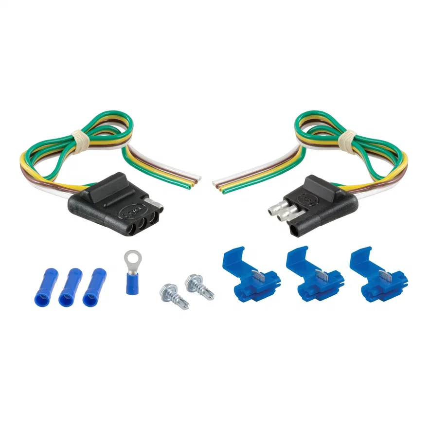 CURT 58344, 4-Way Flat Connector Plug/Socket with 12in. Wires Each/Hardware (Packaged)