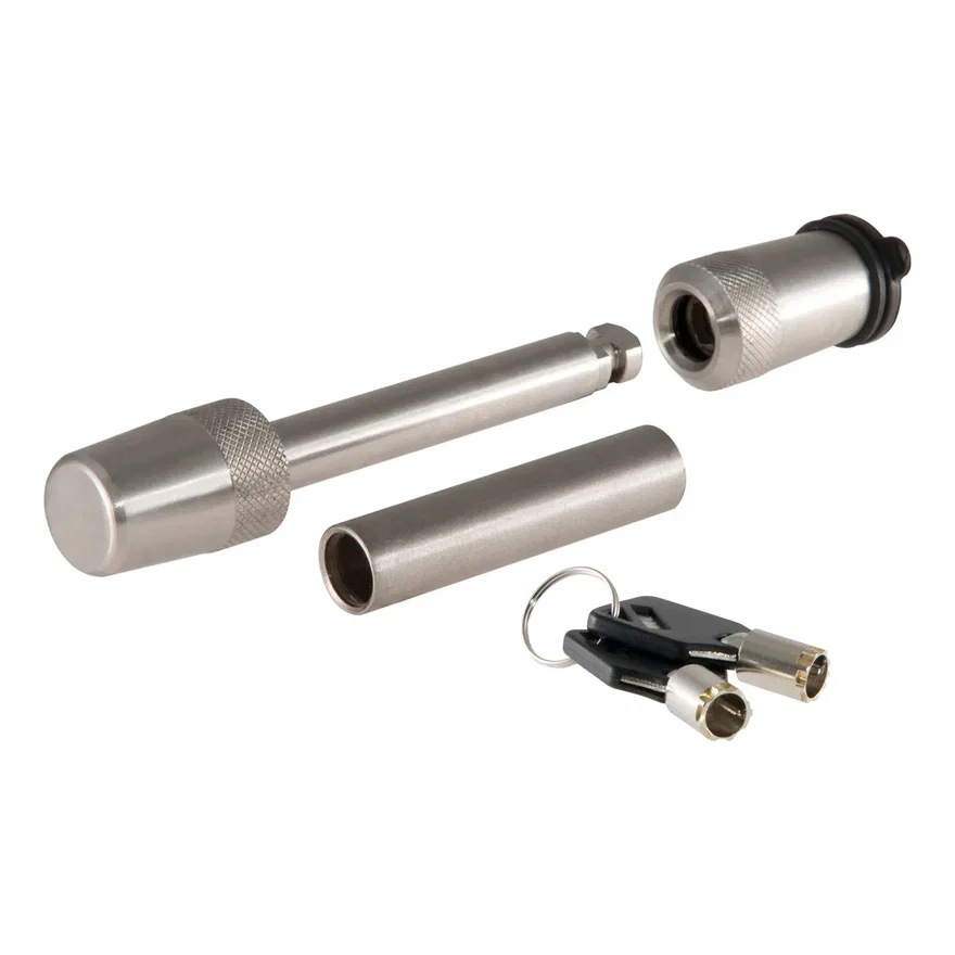 CURT 23580, 1/2in. Hitch Lock with 5/8in. Adapter (1-1/4in. or 2in. Receiver; Barbell; Stain