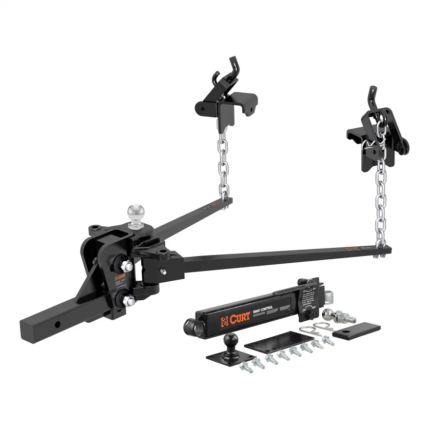CURT 17322, Short Trunnion Bar Weight Distribution Hitch with Sway Control (8-10K; 28-3/8in