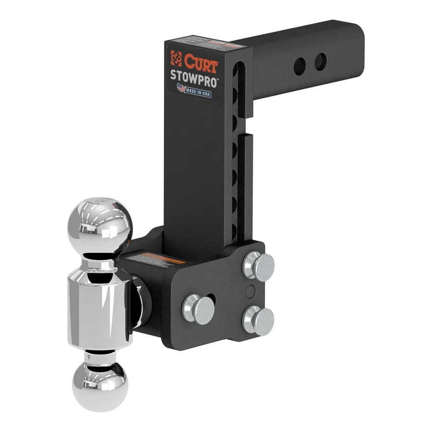 CURT 45962, StowPro Adjustable USA-Made Ball Mount; 7in. Drop; 2in. Shank; Dual Ball