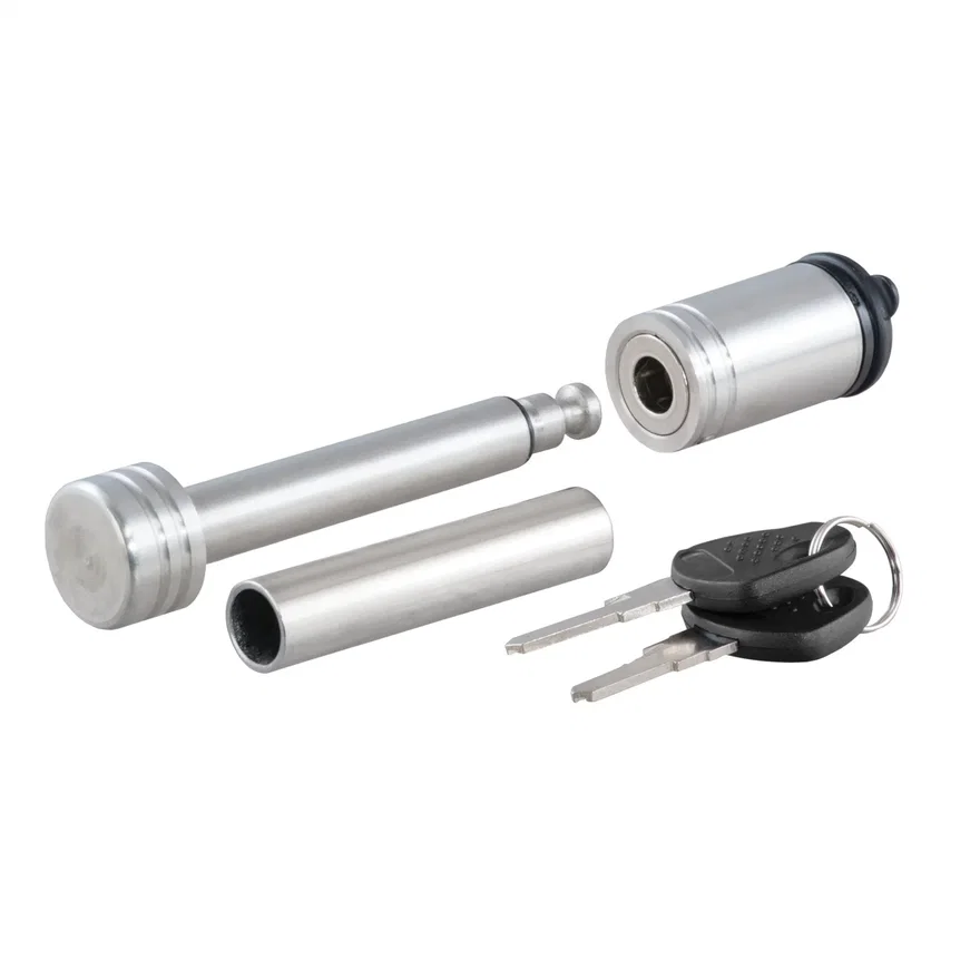 CURT 23517, 1/2in. Hitch Lock with 5/8in. Adapter (1-1/4in. or 2in. Receiver; Barbell; Stain