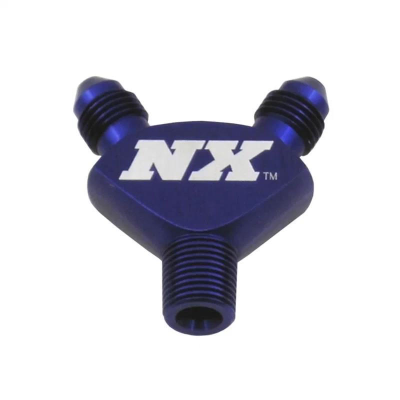 Nitrous Express 16078, 1/8NPT x 3AN x 3AN Billet Pure-Flo Y Fitting - Blue